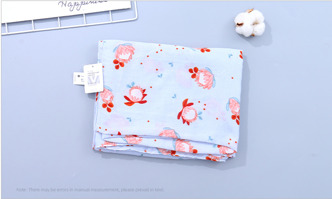 Elegant Flower Pattern Spring and Autumn Scarf(Pink Blue)