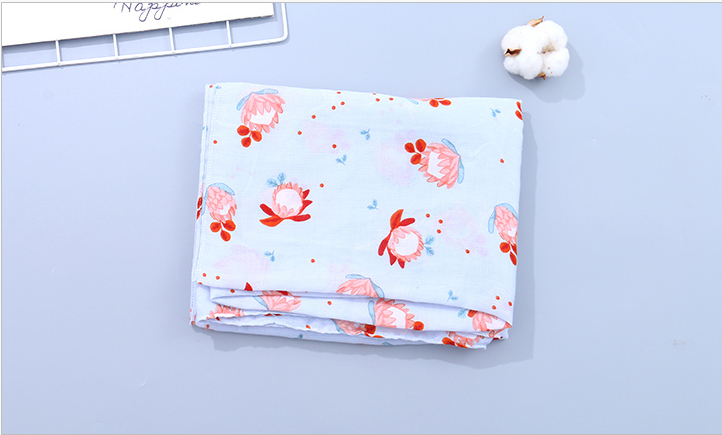 Elegant Flower Pattern Spring and Autumn Scarf(Pink Blue)