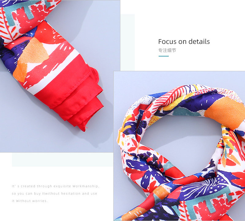 Bright Flowers Pattern Square Scarves(Red)