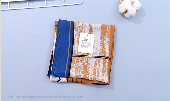 Stylish Abstract Art Square Scarves(Blue and Brown)