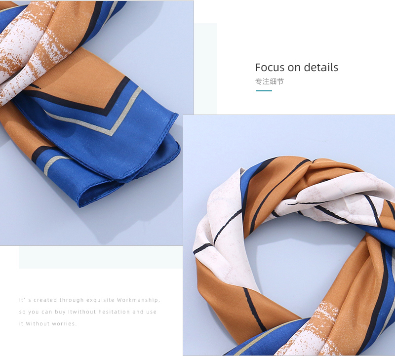 Stylish Abstract Art Square Scarves(Blue and Brown)