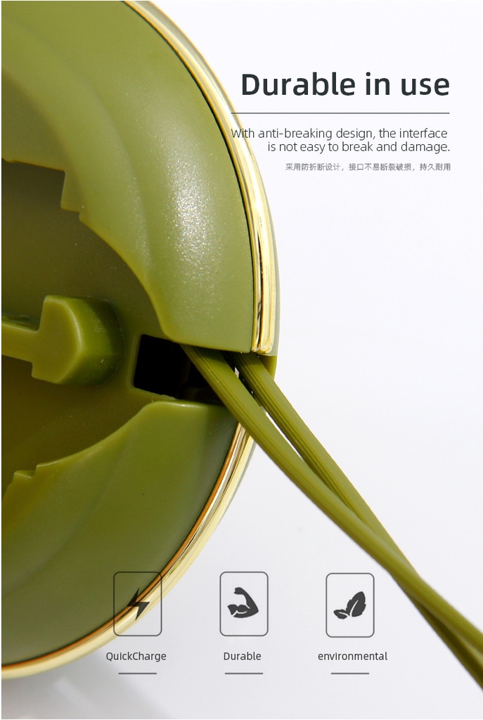 ICARER FAMILY UFO Shaped MICRO&TYPE-C 2-in-1 Data Cable(Green)-AK104A1