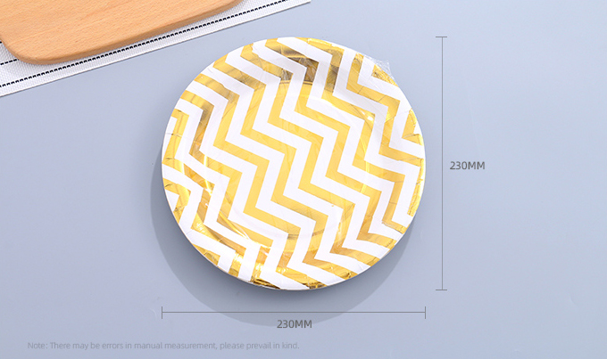 Golden Waving Round Paper Plate(9 Inches)(10 Count)