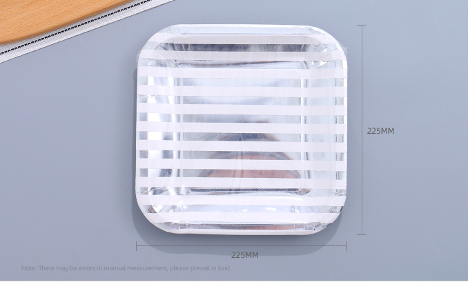 Silver Stripes Square Paper Plate(9 Inches)(10 Count)