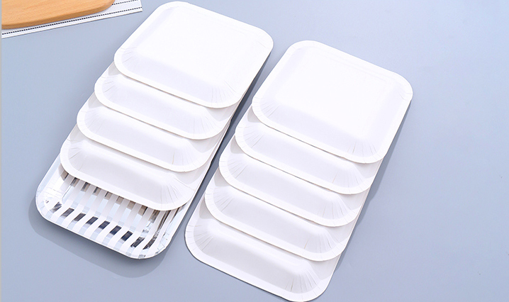 Silver Stripes Square Paper Plate(9 Inches)(10 Count)