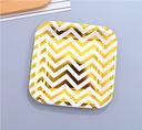 Golden Waving Square Paper Plate(7 Inches)(10 Count)