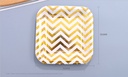 Golden Waving Square Paper Plate(7 Inches)(10 Count)