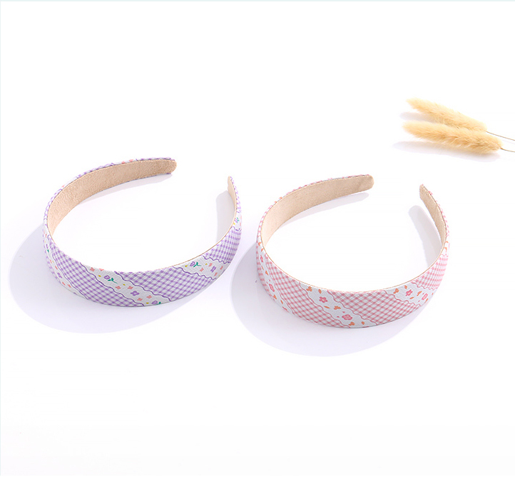Sweet Printing Checks Wide Hair Band