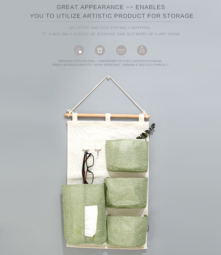Large Capacity 4 Pockets Over the Door Hanging Organizer