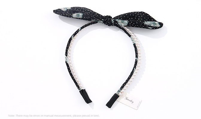 Double Layers Artificial Pearl Printing Dot Headband