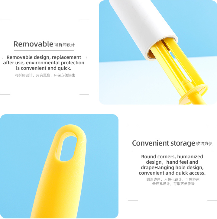 Thin Handle Handheld Lint Roller(Yellow) 50PCS/Roll
