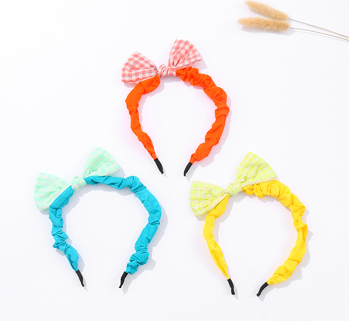 Simple Fluorescent Checks Bow Hair Band