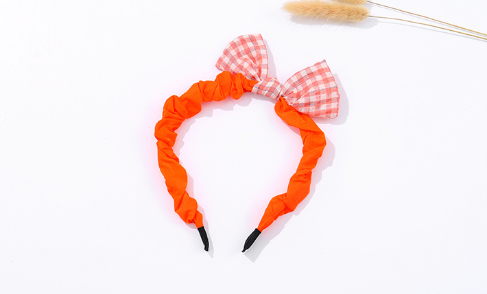 Simple Fluorescent Checks Bow Hair Band