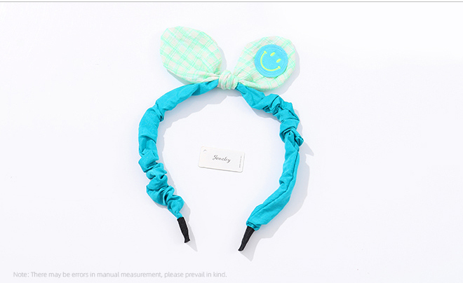 Fluorescent Smiling Checks Bunny Ear Hair Band