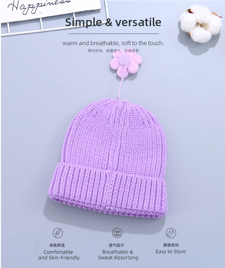 Flower Knitted Hat for Kids
