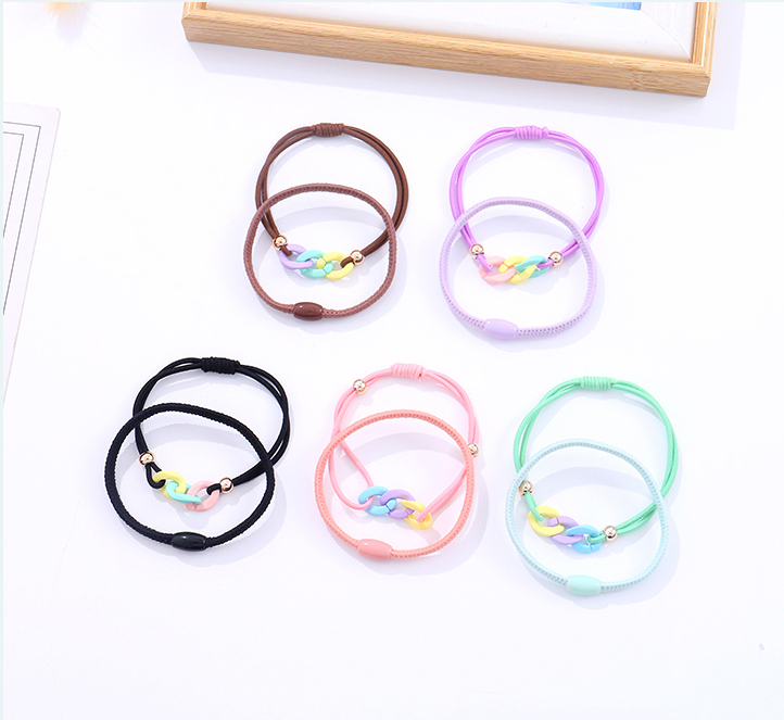 Fashionable Interlocking Circles Acrylic Hair Tie 2 PCS