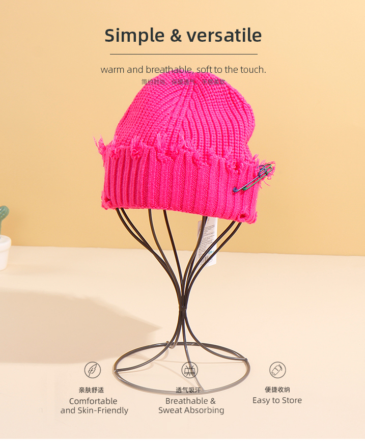 Stylish Small Pin Decoration Knitted Hat