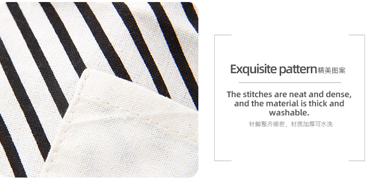 Black and White Stripes Apron(Black and White)