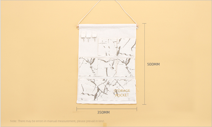 Marble Series Hanging Storage Bag with 6 Pockets and 3 Hooks
