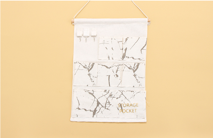 Marble Series Hanging Storage Bag with 6 Pockets and 3 Hooks