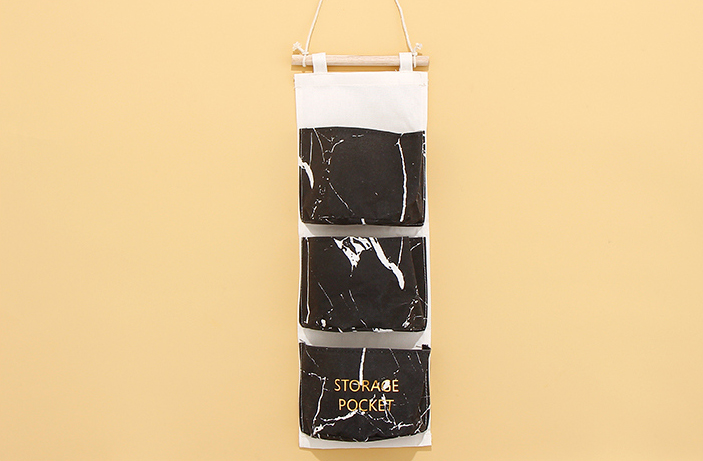 Marble Series Hanging Storage Bag with 3 Half-circle Pockets