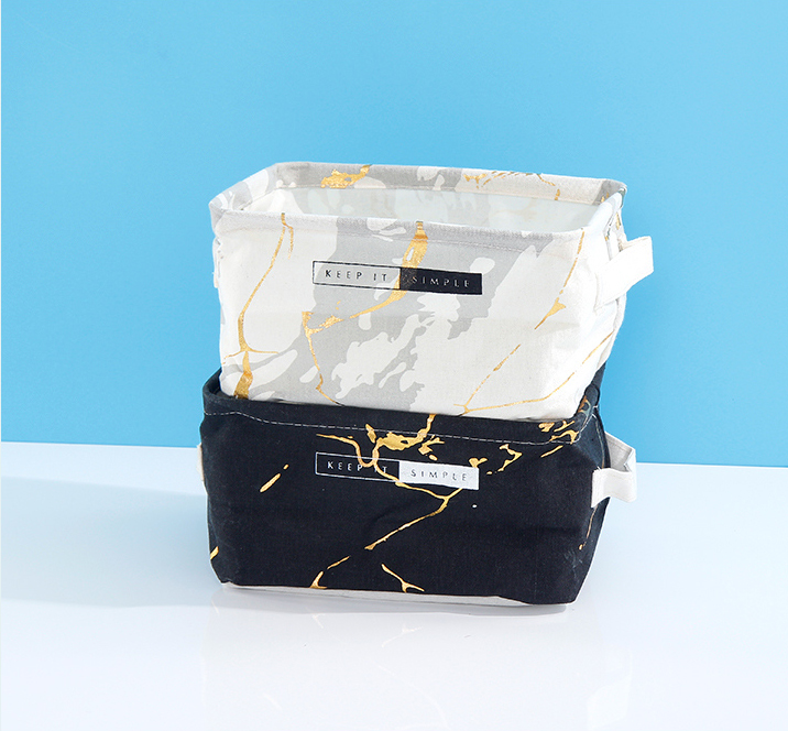 Marble Gilding Series Small Square Fabric Storage Basket