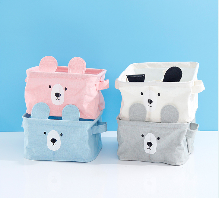 Ear Bear Series Square Fabric Storage Basket with 9 Compartments