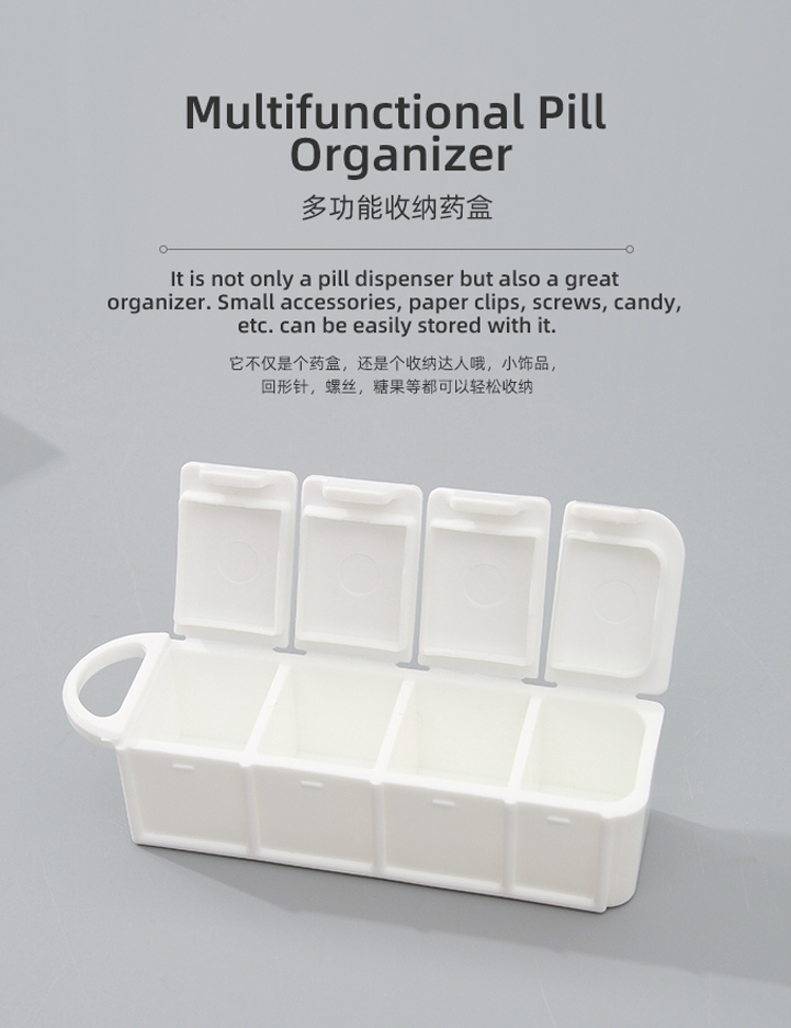 4 Compartments Pill Dispenser with Buckle