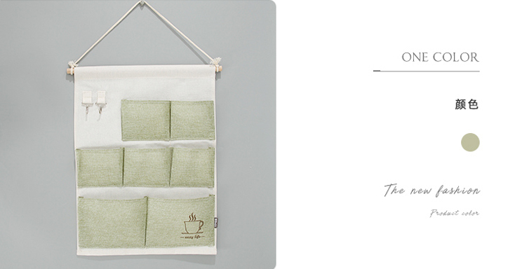 Simple Solid Color Series Hanging Storage with 7 Compartments (Green)