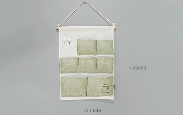 Simple Solid Color Series Hanging Storage with 7 Compartments (Green)