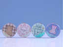 Plaid Bear Glitter Portable Round Mirror
