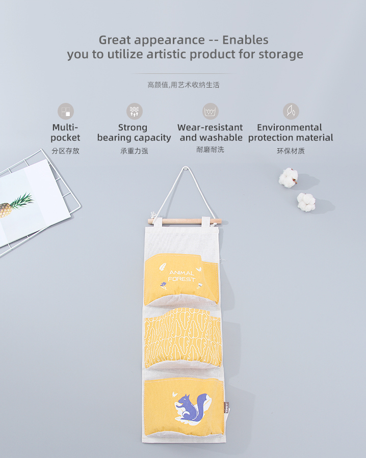Animal Forest Collection - Squirrel Over the Door Hanging Organizer with 3 Pocke