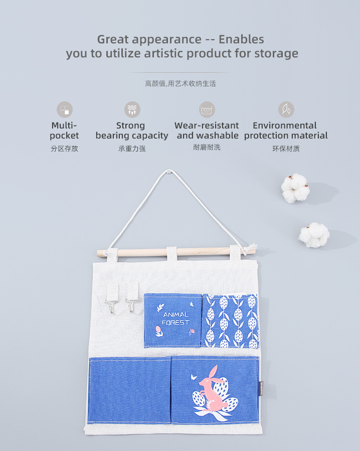 Animal Forest Collection - Rabbit Over the Door Hanging Organizer with 4 Pockets