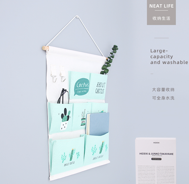 Fresh Cactus Over the Door Hanging Organizer with 7 Pockets