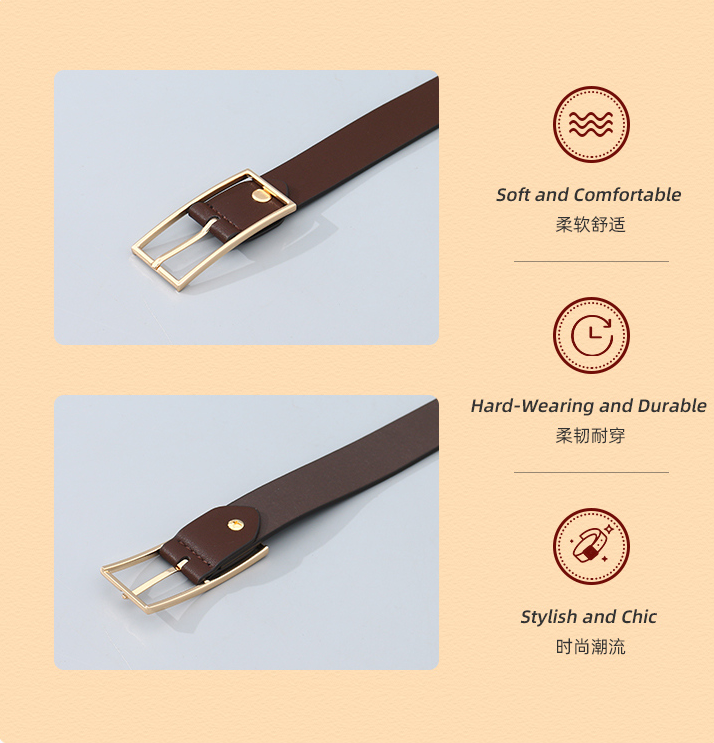 Square Buckle Belt for Women – Brown
