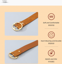 Brushed Women's Belt with Round Retro Metal Buckle – Brown