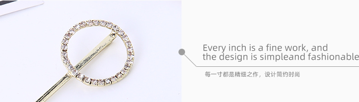 Rhinestone Inlaid Round Bobby Pin Set