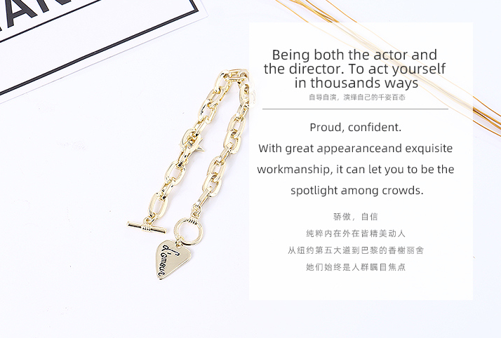 Heart Design Thick Chain Bracelet