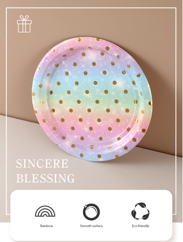 Brilliant Rainbow Dots Circular Paper Plate(6 Count)