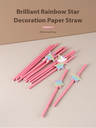 Brilliant Rainbow Star Decoration Paper Straw(12 Count)