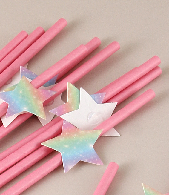 Brilliant Rainbow Star Decoration Paper Straw(12 Count)