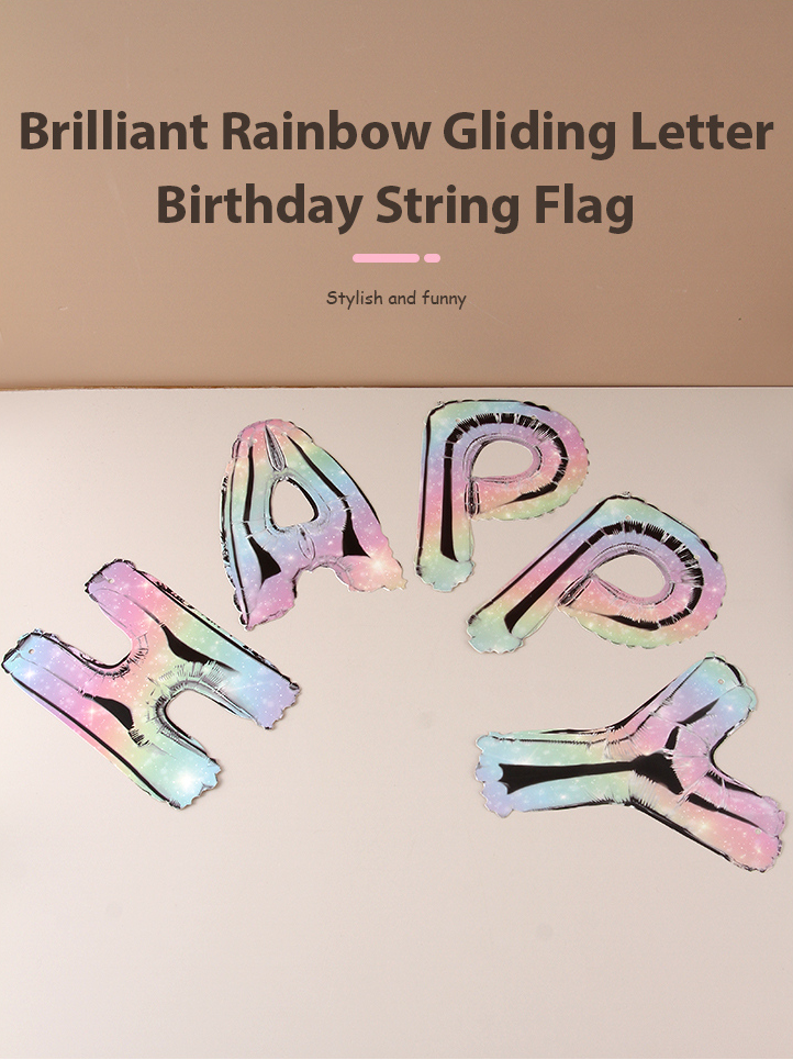 Brilliant Rainbow Gliding Letter Birthday String Flag(3 M)