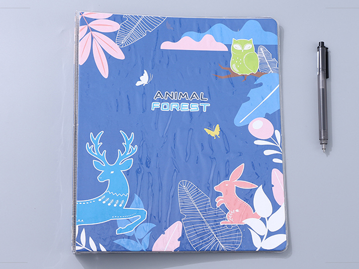 Animal Forest Series Letter Size PVC 3 Metal Clips Ring Binder