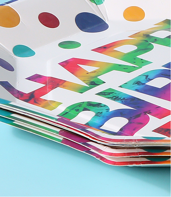 Colorful Birthday Letters Octangle Paper Plate(6 Count)