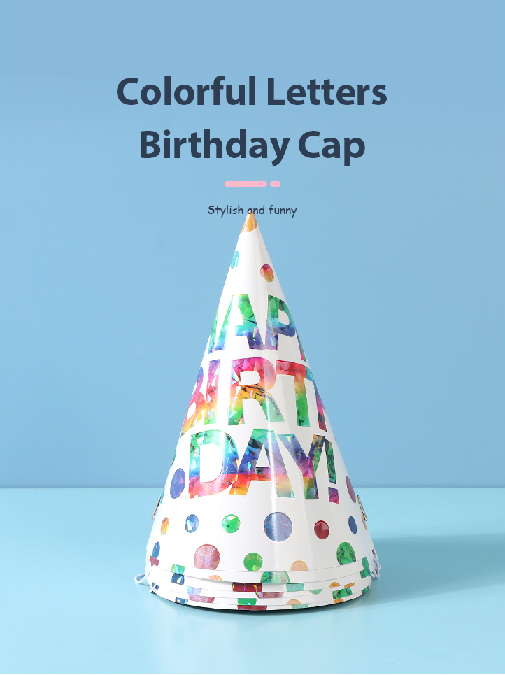 Colorful Letters Birthday Cap(6 Count)(21cm)
