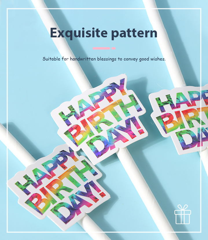 Colorful Letters Decoration Paper Straw(12 Count)