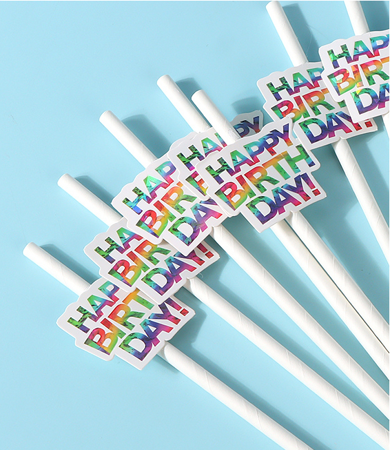 Colorful Letters Decoration Paper Straw(12 Count)
