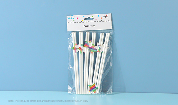 Colorful Star Decoration Paper Straw(12 Count)