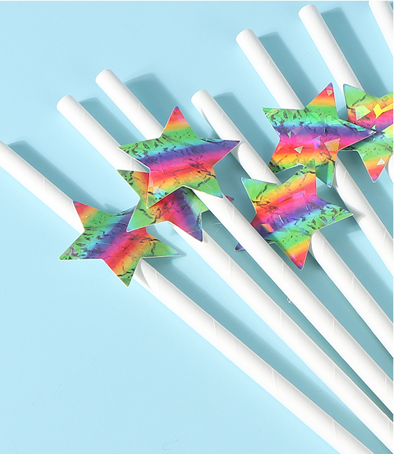 Colorful Star Decoration Paper Straw(12 Count)