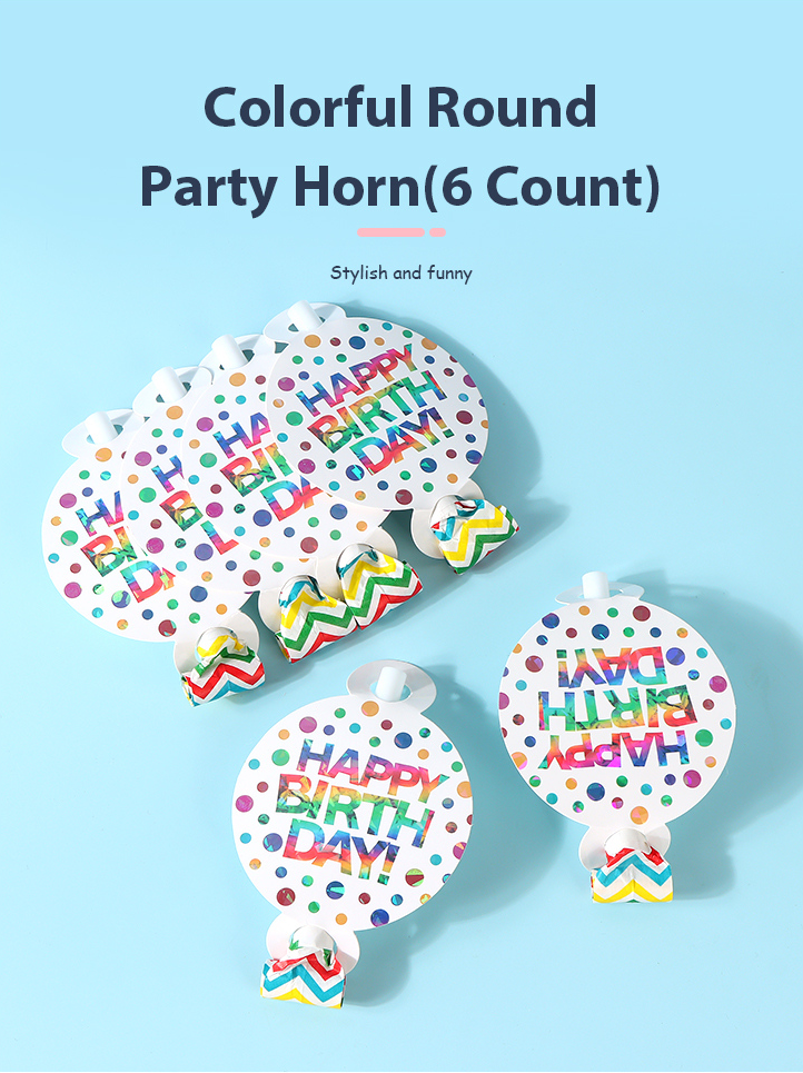 Colorful Round Party Horn(6 Count)